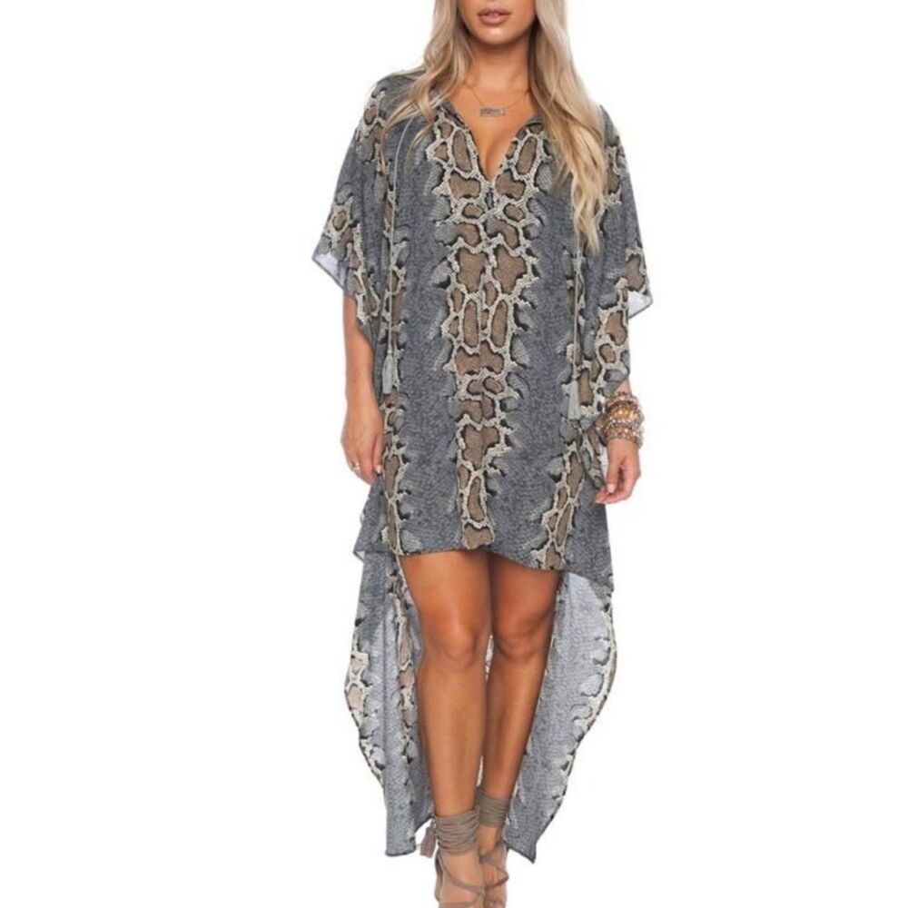 Buddy Love Derby Hi-Low Sheer Snake Skin Animal Print Dress M/L